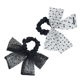 케이트앤켈리 Dotted Mesh Bow Scrunchie  도티드 메쉬 리본 스크런치