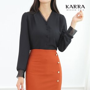 KARRA 더블노카라커버드버튼블라우스_A3F0257