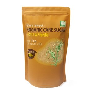우리존 퓨어스윗 비정제  유기농설탕 1kgx1팩/오가닉 비정제원당 친환경 갈색설탕