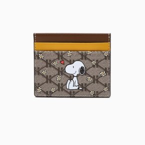 [PEANUTS X HAZZYS] 다크브라운 가죽 스누피 카드슬롯 HIHO5E381W2_s