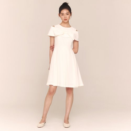 [최초가:358000원]Jessica / Shoulder Slit Ribbon Mini Dress(3color)