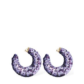 여성 Croissant Sequined Big Hoop Earrings 연보라색 77IZKV001 4443965