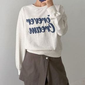 포에버발포레터링 라운드맨투맨 긴팔티셔츠 가을데일리 트레이닝 면캐주얼_P438807547