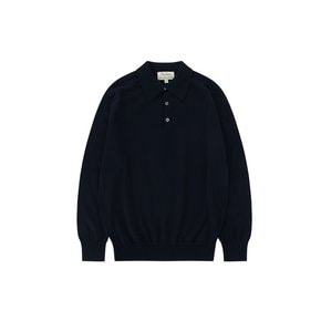 Cotton standard saddle Polo Knit (Navy)