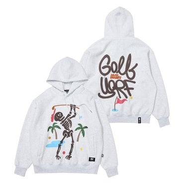 욜프 AW SKULL HOOD WHITE MELANGE 스컬 후드티 백보카시