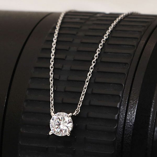 92.5 Silver 모이사나이트 1.00ct 4프롱 목걸이