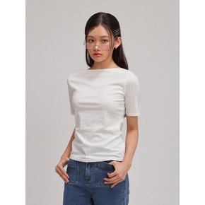 Boat Neck Short Sleeve T_ White