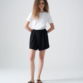 String linen shorts_Black