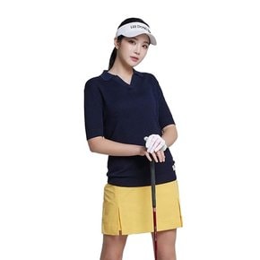 골피아 LX21SNT4W_DNA 여성 클래식 오픈 카라 반팔 니트 셔츠 데일리 필드룩
