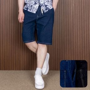 편한진 남성 통밴딩 스판 스티치 와이드 청 생지 반바지_P361933551