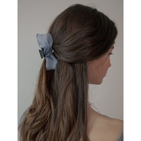 Vintage flower point organza hair claw (Blue)