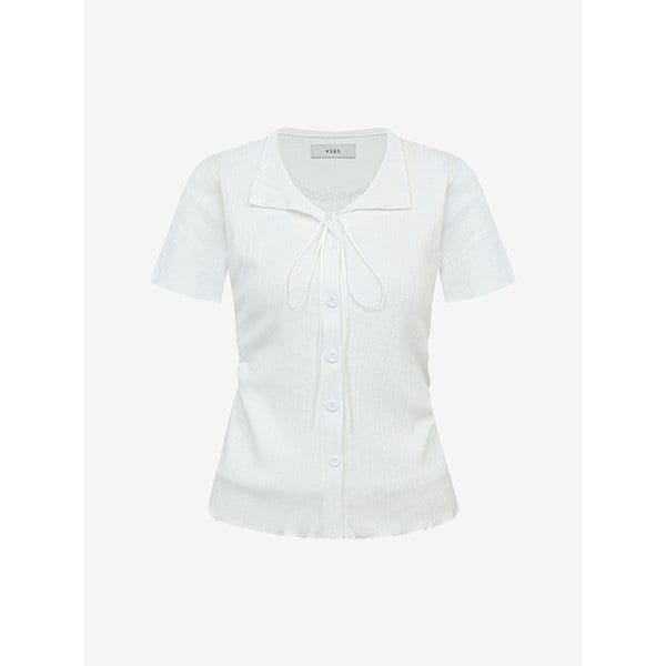 리본 레이스 레이어드 반팔 티셔츠 (TMIBE2857)