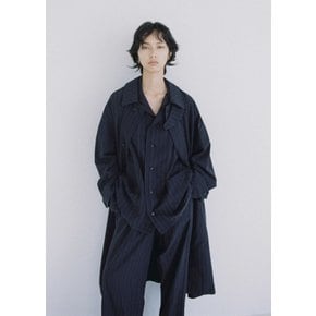 씨올 26SS Raw Edge Easy Pants, Dark Navy Stripe