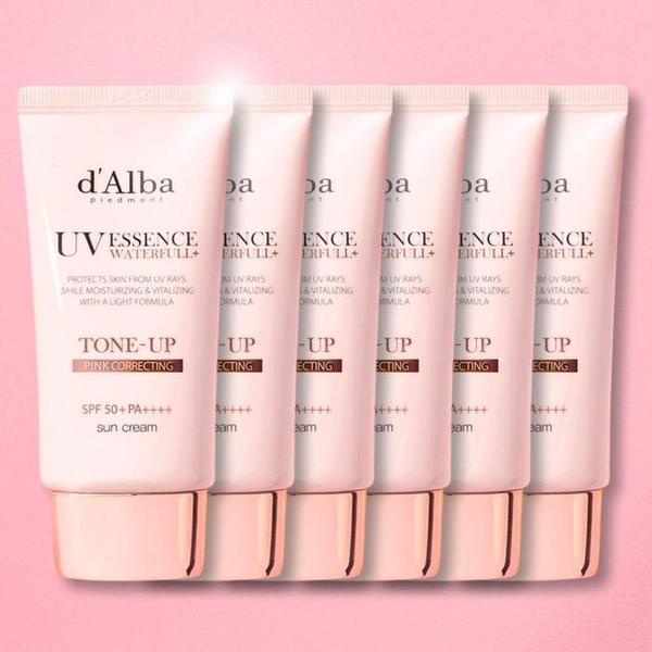 확대된 대표 달바 워터풀 핑크 톤업 선크림 비건 물광 50ml x 6개(1)
