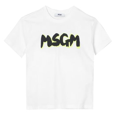 MSGM 키즈 로고 프린팅 티셔츠 24SS 화이트 S4MSJBTH224 001