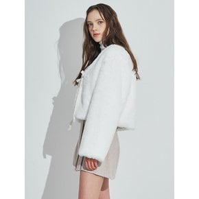 Cozy Ribbon Fur Jacket [Ivory]