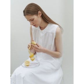 Shirring sleeveless shirt (Off White)