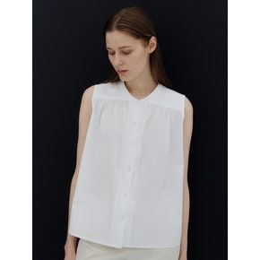 Shirring sleeveless shirt (Off White)