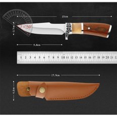 PUWANGDA 9.8 cm 나이프 시스 나이프 아웃도어 나이프 캠프 나이프 풀 텅 구조 천연 우드 핸들