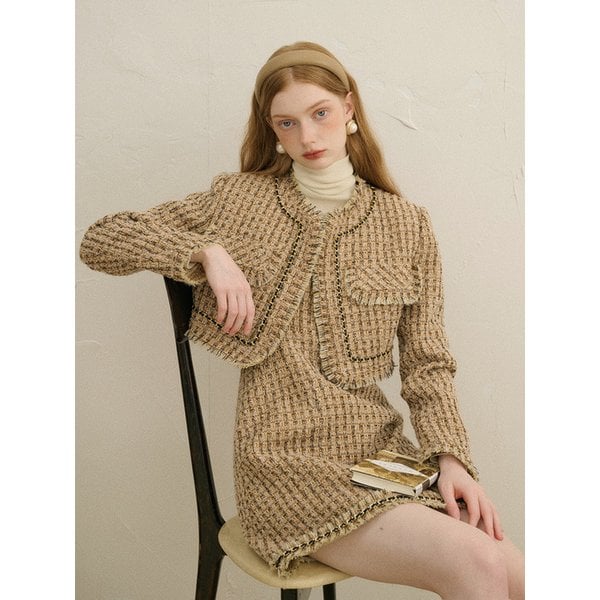 샴페인 트위드 투피스