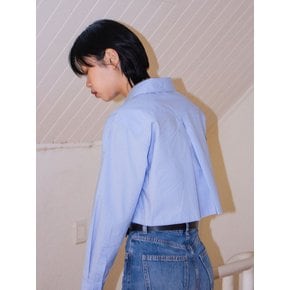 Three Pocket Semi-Cropped Casual Shirts [Blue]