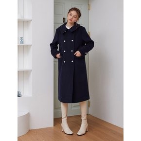 NAVY ROUND COLLAR COAT