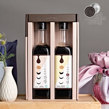 순창 문옥례 식품 순창문옥례 우리콩 간장 종합세트 특선 1호(국간장 420ml+진간장 420ml)유리용기