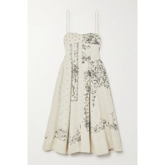 에르뎀 캐탈라인 플로럴 프린트 리넨 미디 드레스 에크루 1647597301572657