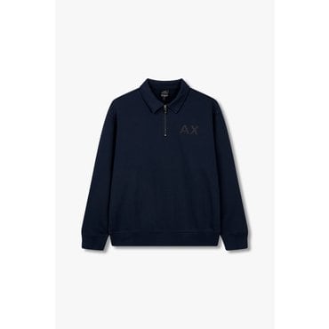ARMANI EXCHANGE AX남성 자수 로고 하프 집업 맨투맨 A414331006네이비