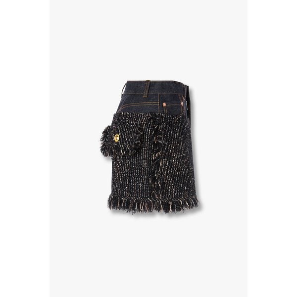 여성 데님 트위드 믹스 쇼츠 (네이비) 6415311104000