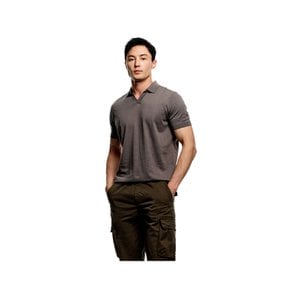 Polo Open Collar Short Sleeve Knit_Dark Grey