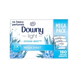 미국 Downy 다우니 라이트 오션 미스트 드라이 건조기 유연제 시트 3X 메가시트 180매