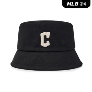 MLB [코리아공식] 베이직 캔버스 레더 로고 버킷햇 CLE (Black)