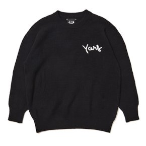 KNIT CREWNECK LETTER BLACK 욜프 니트 크루넥 레터 블랙