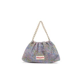 TWEED MUFFY wide chain bag - SKY BLUE