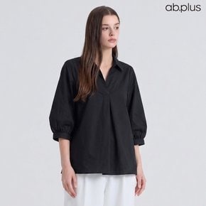 [ab.plus/신상] 오픈카라 7부 볼륨소매 블라우스 (LSA2MB57A)