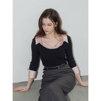 로트르드민 [단독] Layered sheer shirt knit