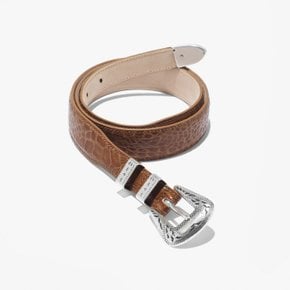 산타 트리니타 벨트 TAC1M80004 PRINTED CROCODILE WESTERN CALF LEATHER BELT COGNAC