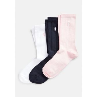 폴로 랄프 로렌 키즈 폴로 랄프로렌 스트레치 크루넥 양말 3팩 - 양말 - white/blue/pink 9532934