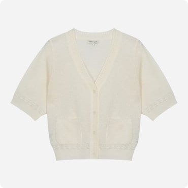 써스데이아일랜드 브이넥 반소매 가디건 T254MCD245W