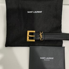 24SS 생로랑 YSL 모노그램 CASSANDRE 로고 슬림 벨트 / 블랙 브론즈 1121532 79011663