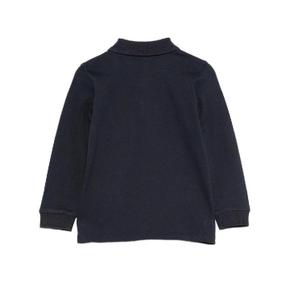 몽클레어 L29518B000018496F 778 NAVY LONG SLEEVED LOGO POLO IN TRICOLOR COTTON PIQUET