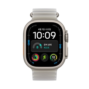 (1차 예약) 애플워치 울트라 4 셀룰러 49mm 내추럴 티타늄, 트렌스루센트 그레이 오션 밴드 MJAD4KH/A