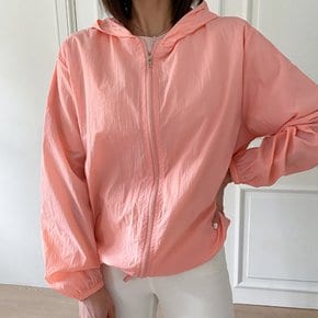 여자 간절기 밑단스트링 루즈핏 후드 바람막이 점퍼