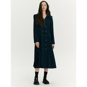 Double button pleated dress - Navy