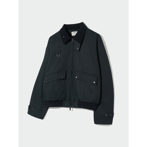 코듀로이 카라 헌팅 블루종 자켓_블랙