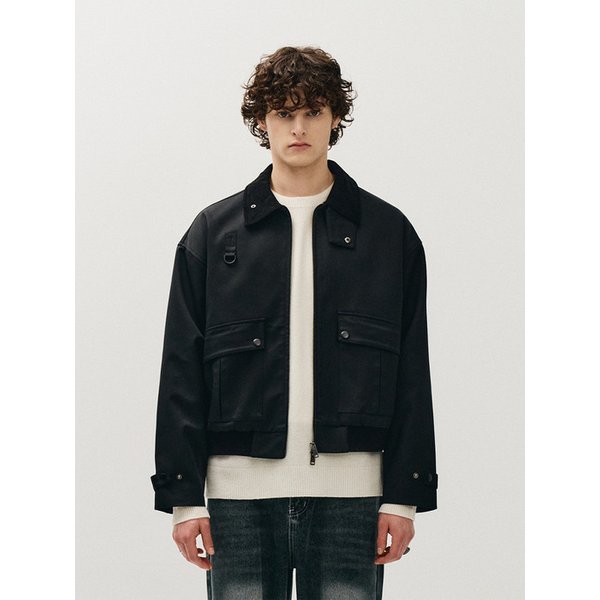 코듀로이 카라 헌팅 블루종 자켓_블랙