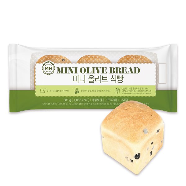 [본사배송]밀크앤허니 미니 올리브식빵 381g X 3개