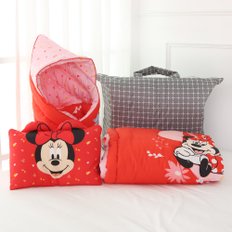Disney 디즈니 정품 유아 간절기 겉싸개+패드+짱구베개 SET (미니 레드)