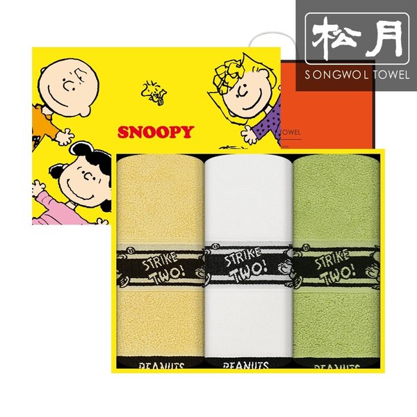 스누피 플레이스포츠40 세면타올 150g 3매 선물세트 (전용박스+쇼핑백)